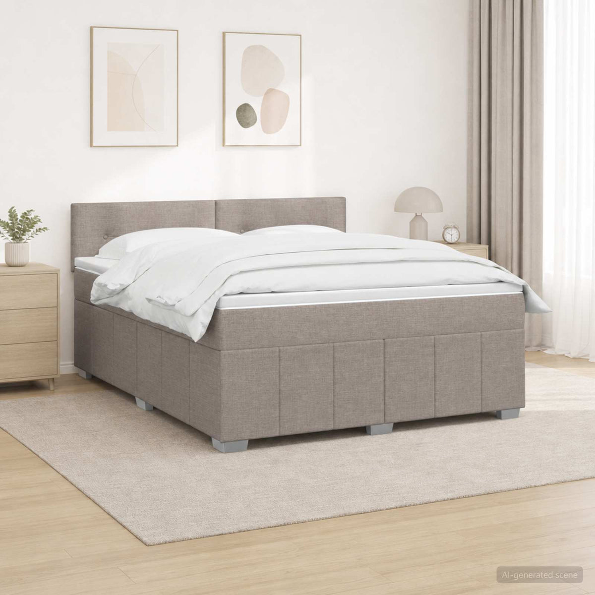 Lit boxspring avec matelas Taupe 140 x 190 cm Tissu