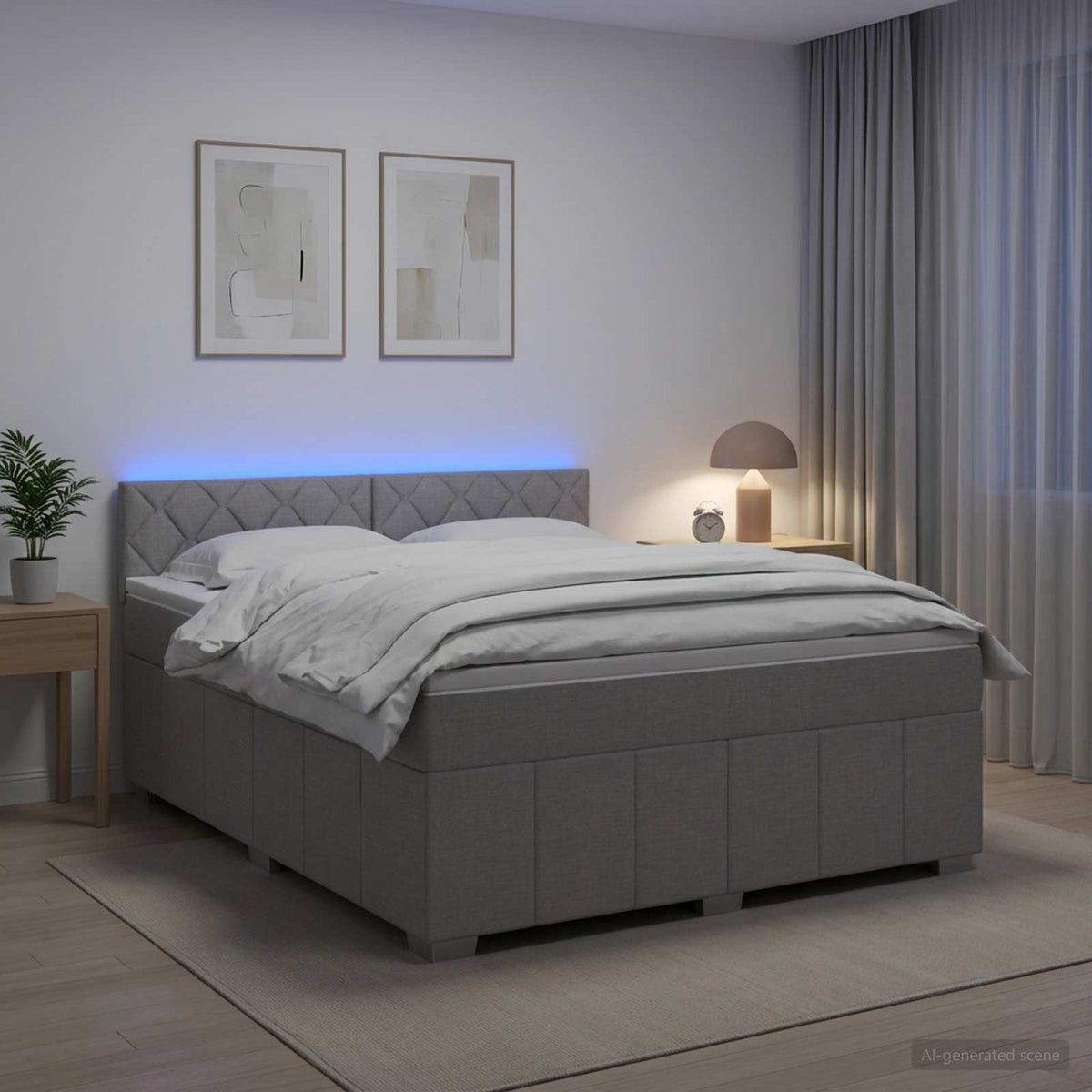 Lit boxspring avec matelas Gris clair 140 x 200 cm Tissu