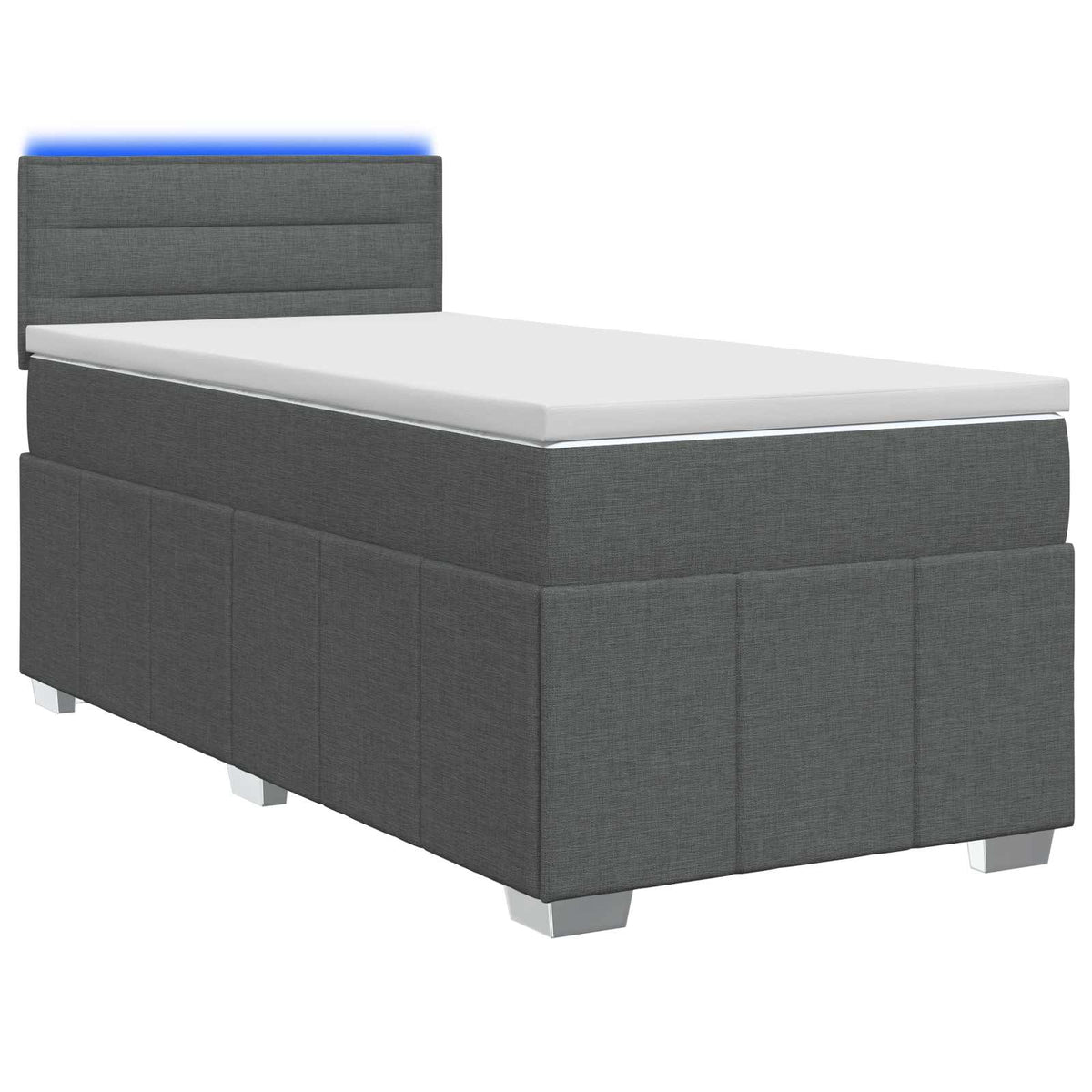 Lit de box spring avec matelas et LED Gris foncé 90 x 190 cm