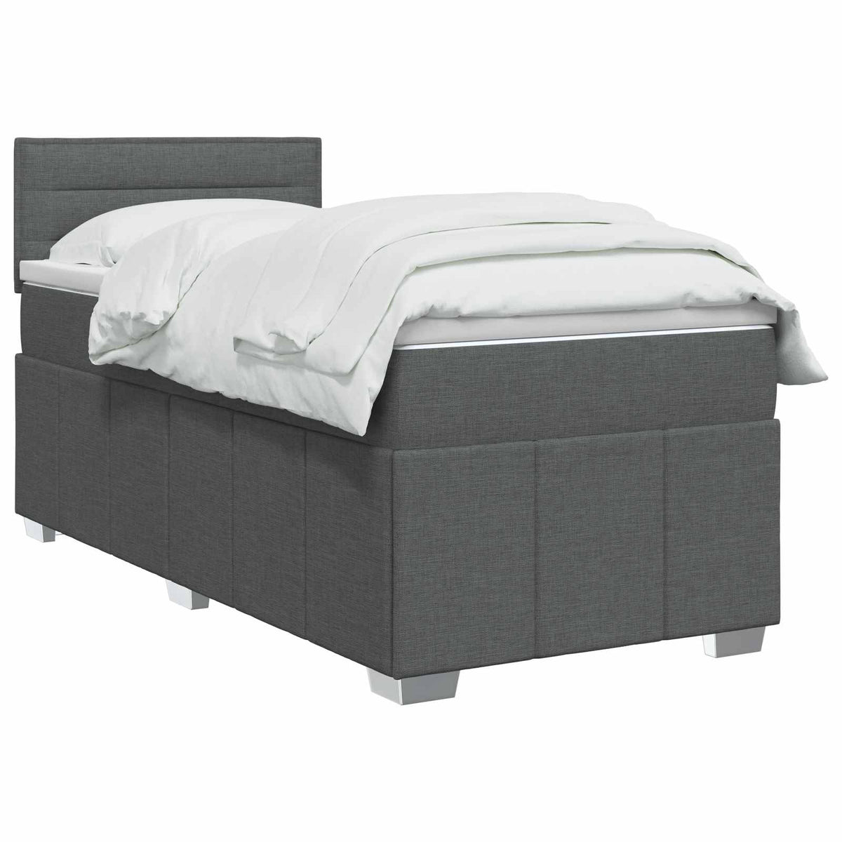 Lit de box spring avec matelas et LED Gris foncé 90 x 190 cm