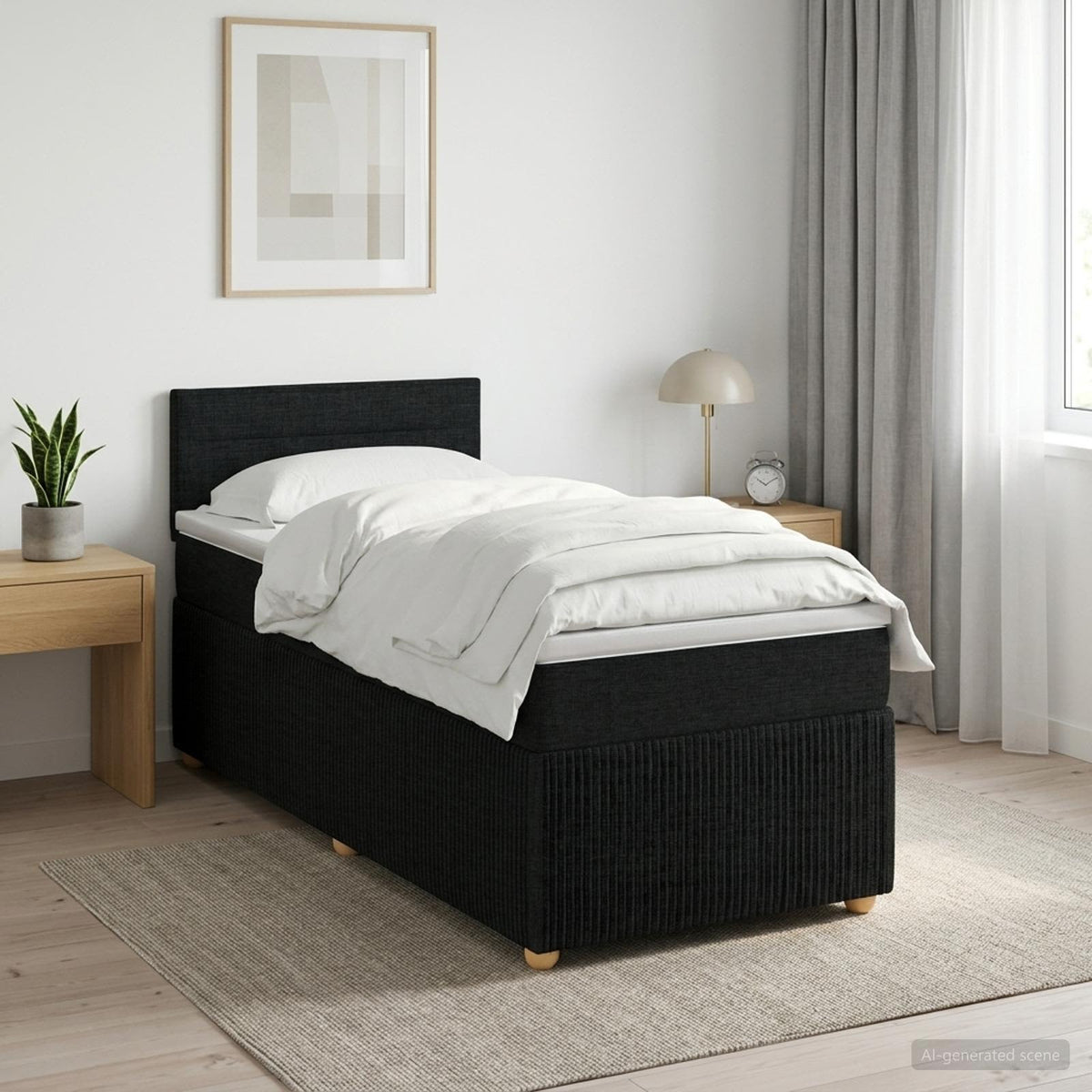 Lit boxspring avec matelas Noir 100 x 200 cm Tissu