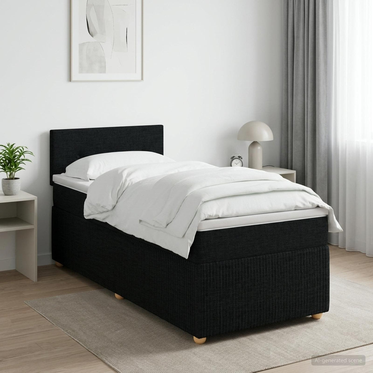Lit boxspring avec matelas Noir 100 x 200 cm Tissu