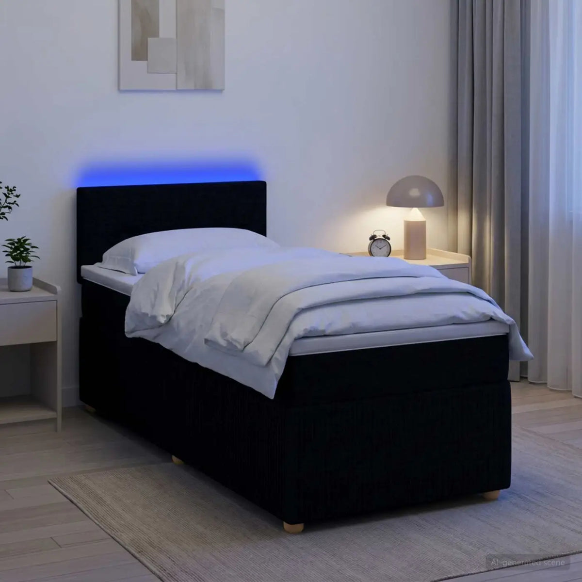 Lit boxspring avec matelas Noir 80 x 200 cm Tissu - XIOS