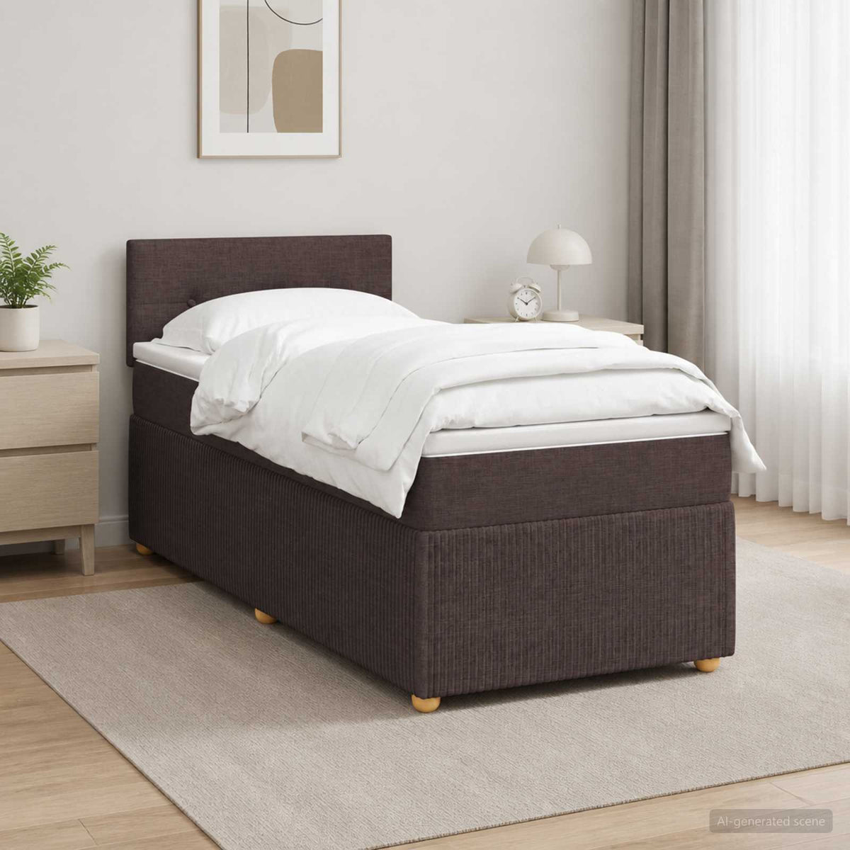Lit boxspring avec matelas Marron foncé 80 x 200 cm Tissu