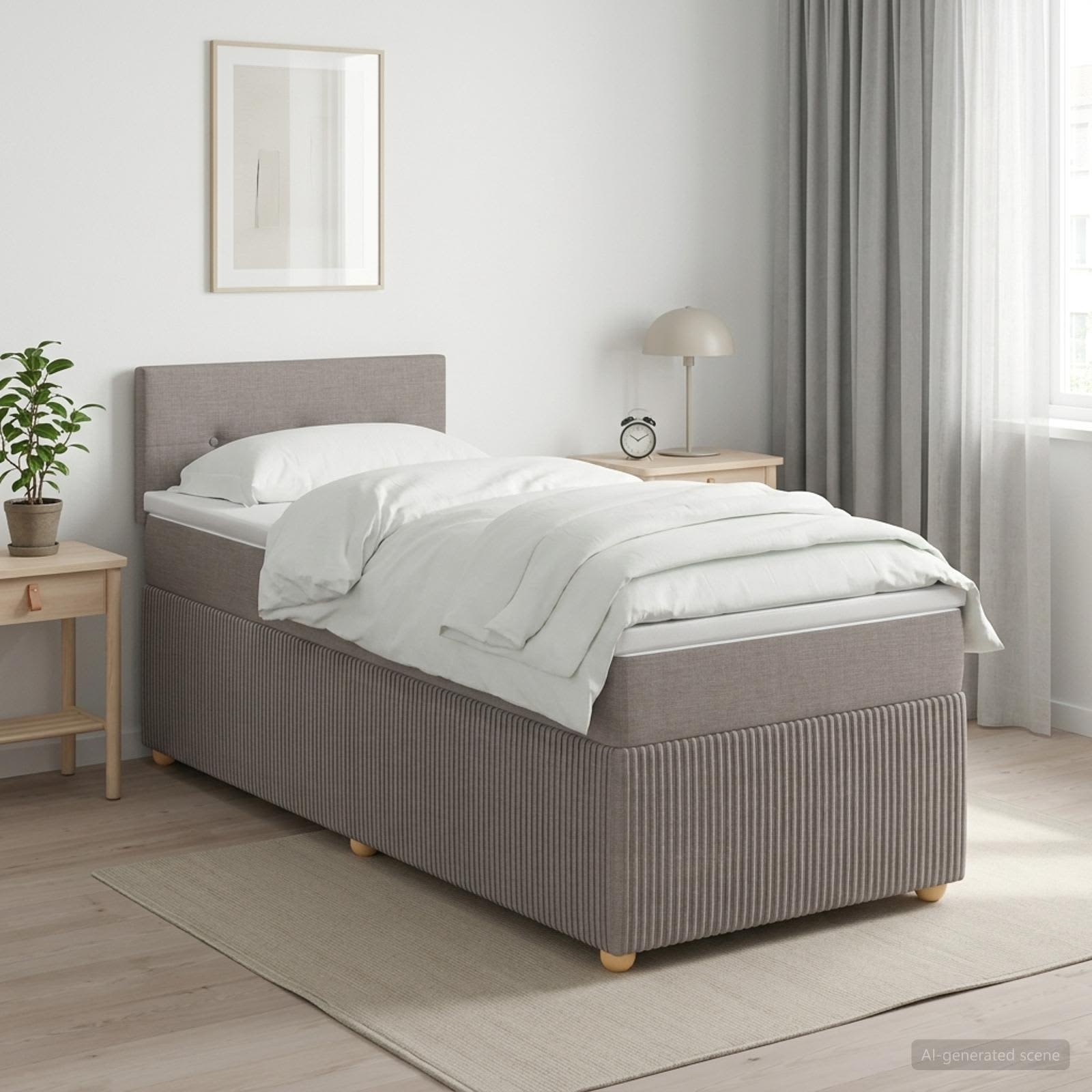 Lit boxspring avec matelas Taupe 80 x 200 cm Tissu
