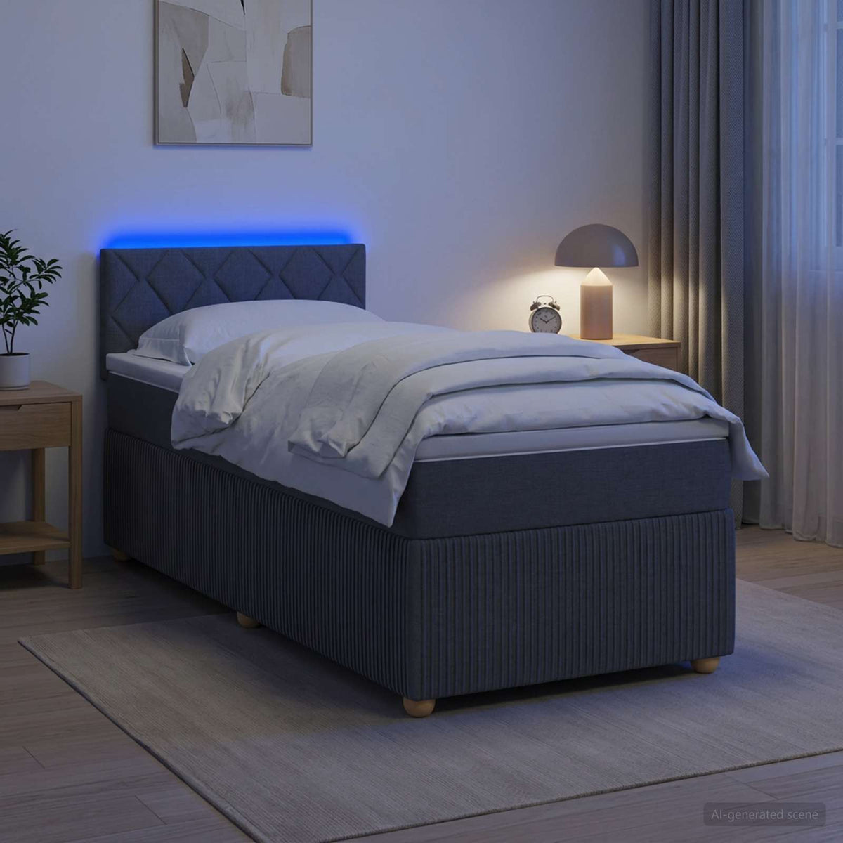 Lit boxspring avec matelas Gris foncé 100 x 200 cm Tissu