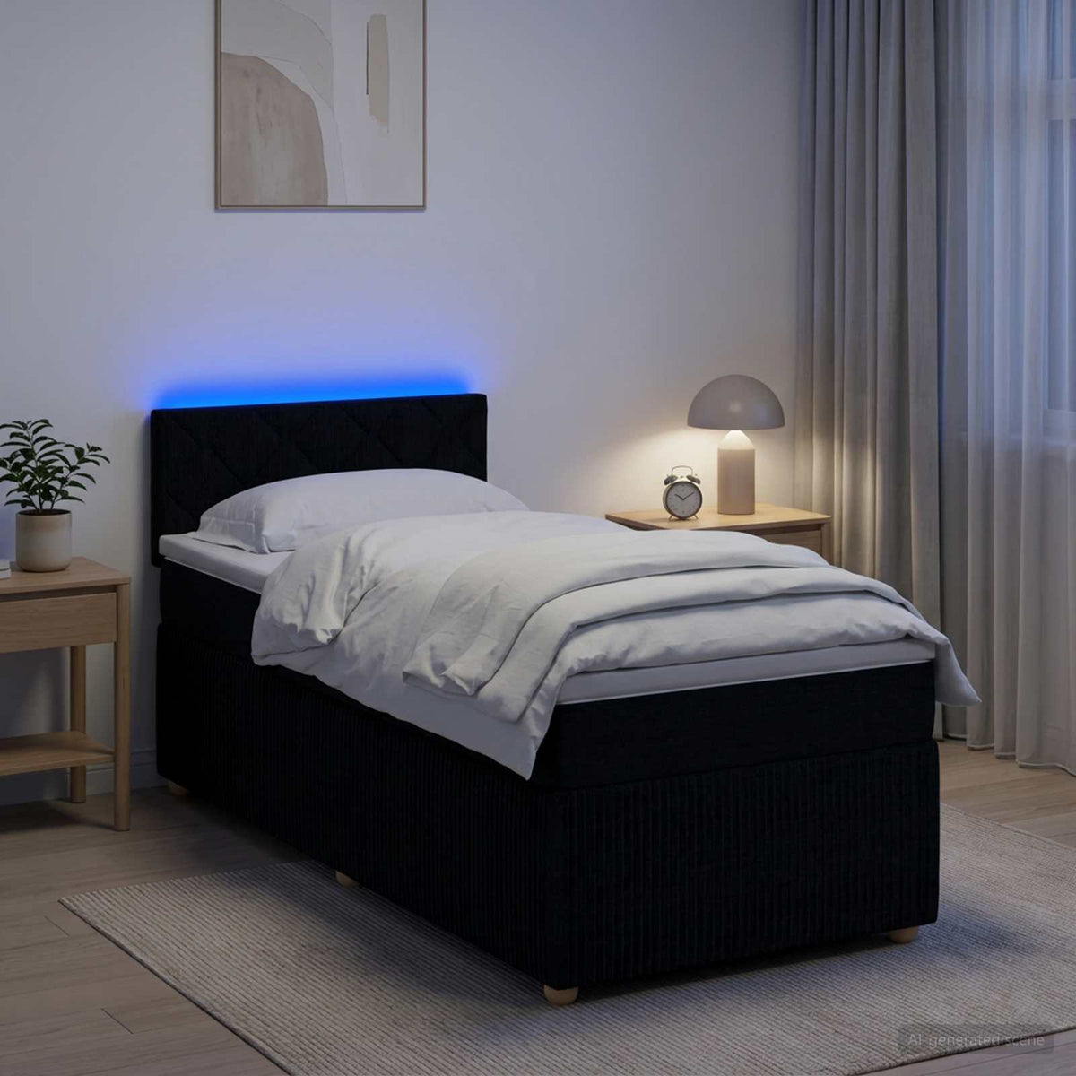 Lit boxspring avec matelas Noir 80 x 200 cm Tissu