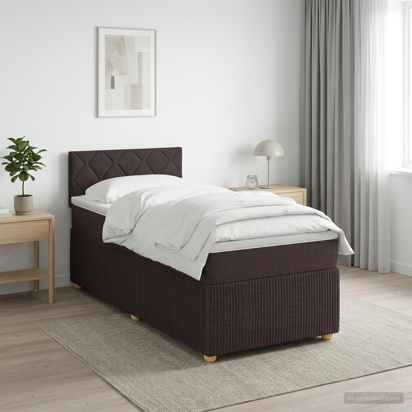Lit boxspring avec matelas Marron foncé 80 x 200 cm Tissu - XIOS