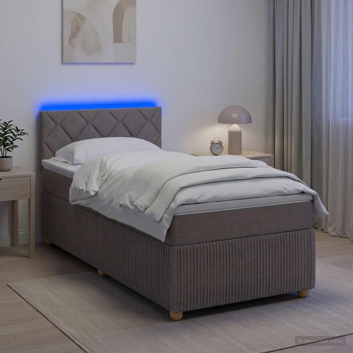 Lit boxspring avec matelas Taupe 80 x 200 cm Tissu