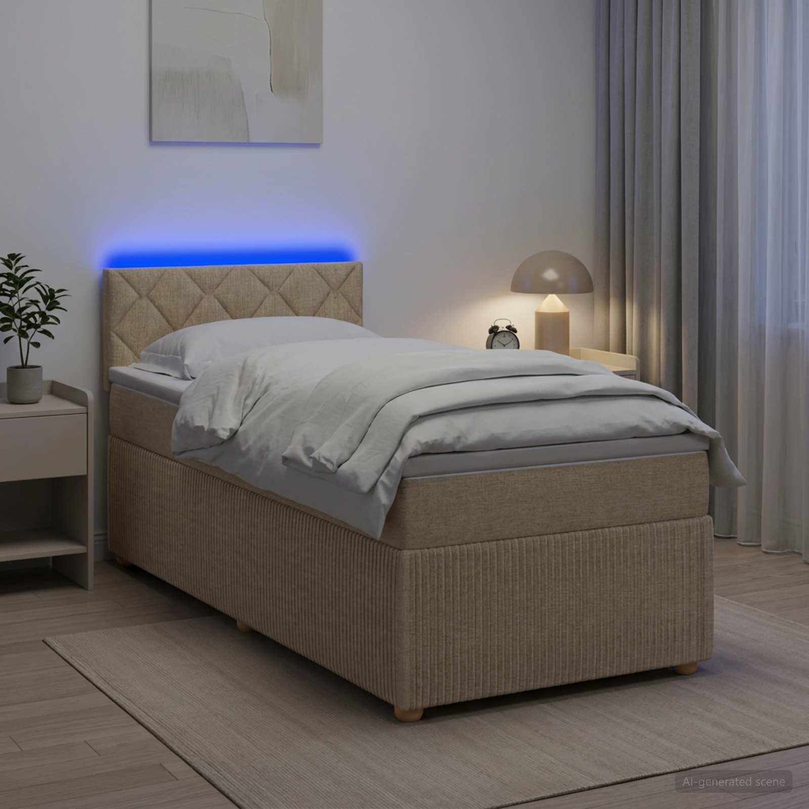Lit boxspring avec matelas Crème 100 x 200 cm Tissu