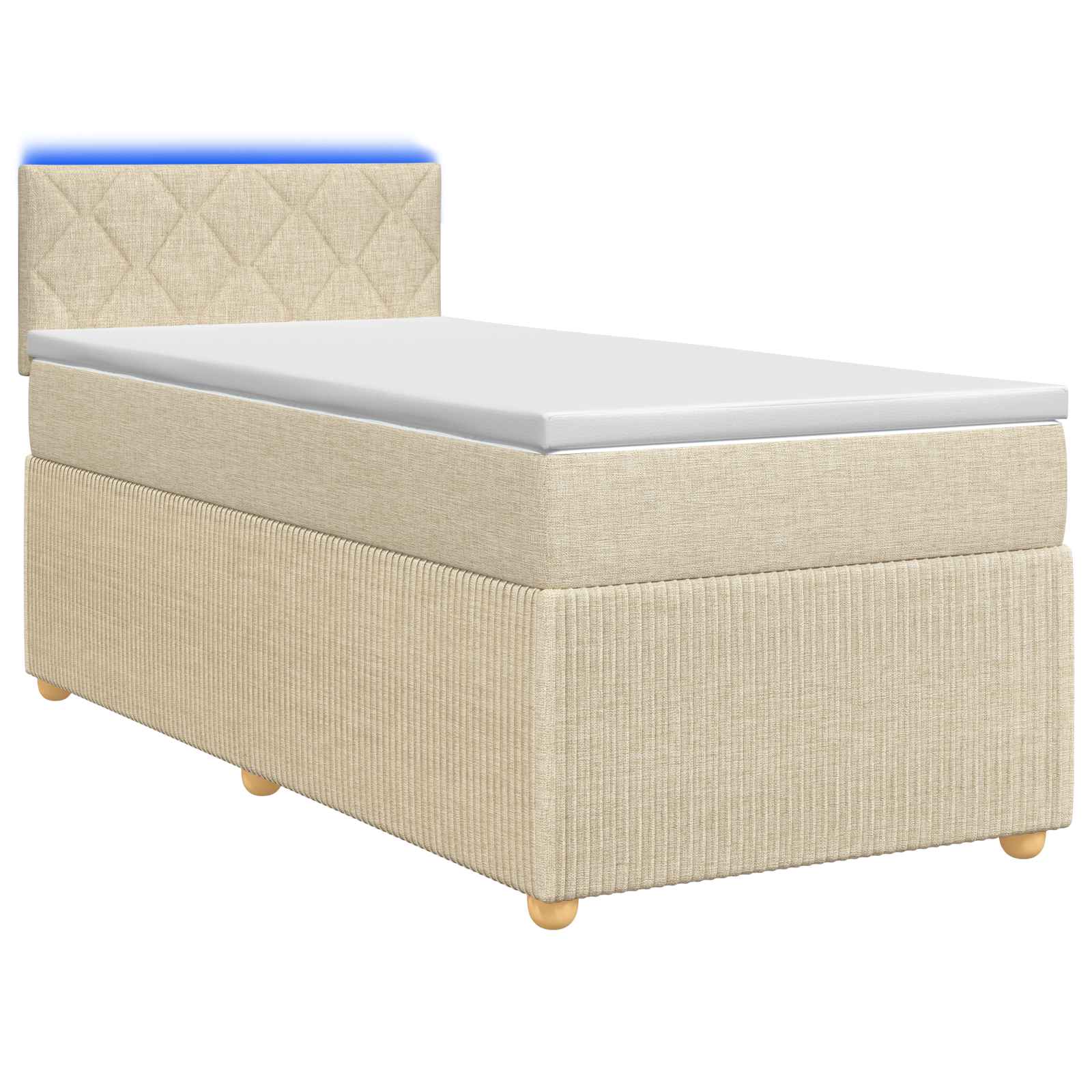 Lit boxspring avec matelas Crème 100 x 200 cm Tissu
