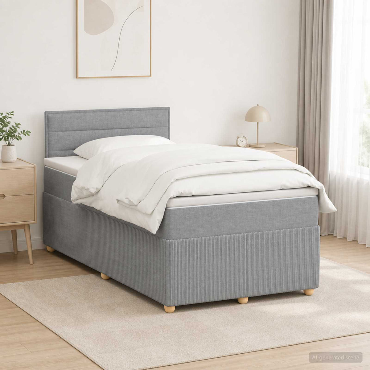 Lit boxspring avec matelas Gris clair 120 x 200 cm Tissu