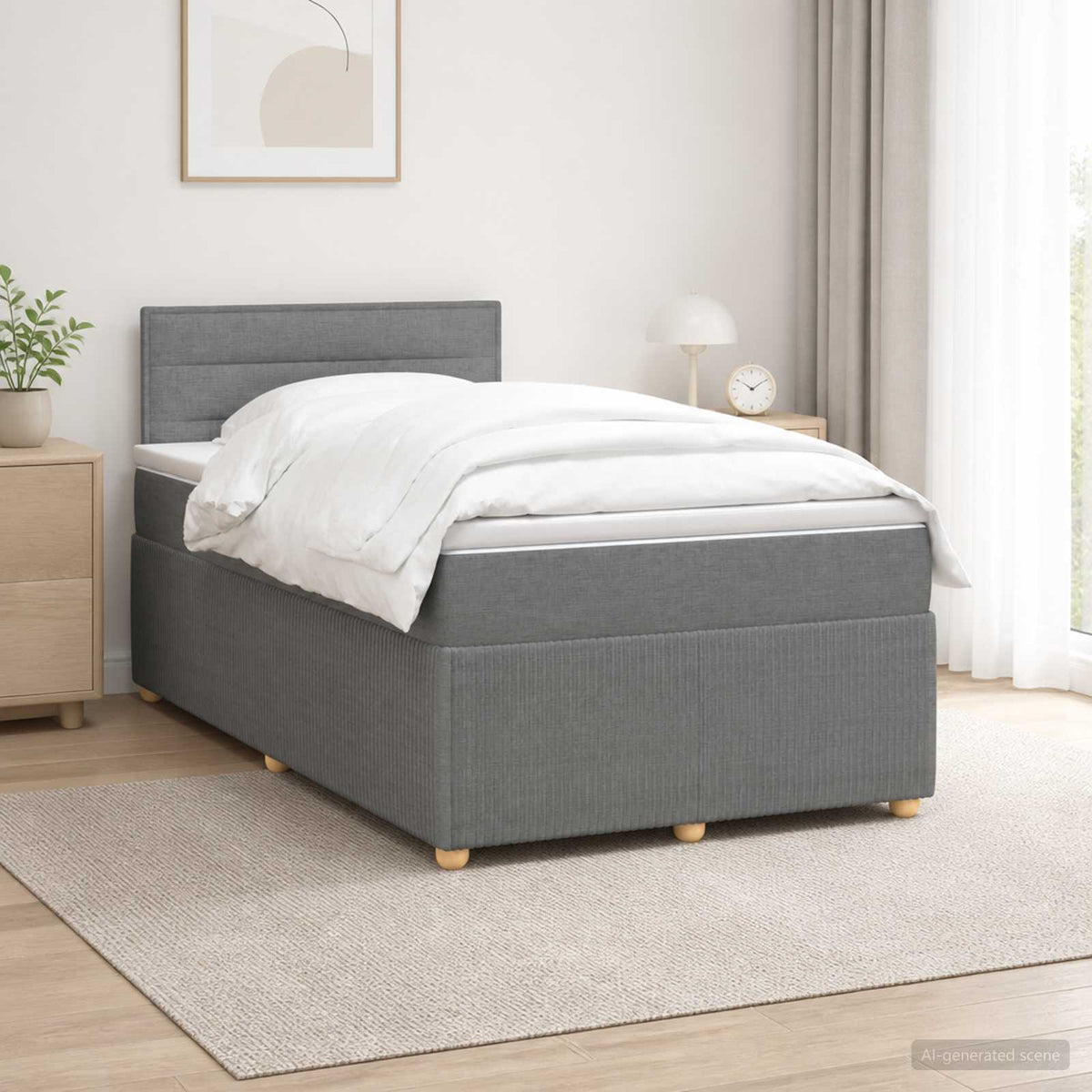 Lit boxspring avec matelas Gris foncé 120 x 190 cm Tissu