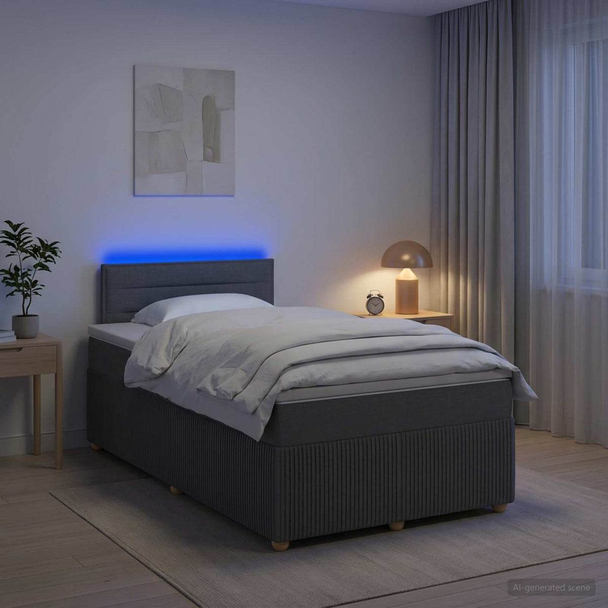 Lit boxspring avec matelas Gris foncé 120 x 190 cm Tissu