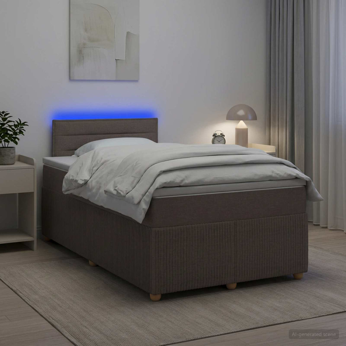 Lit boxspring avec matelas Taupe 120 x 200 cm Tissu