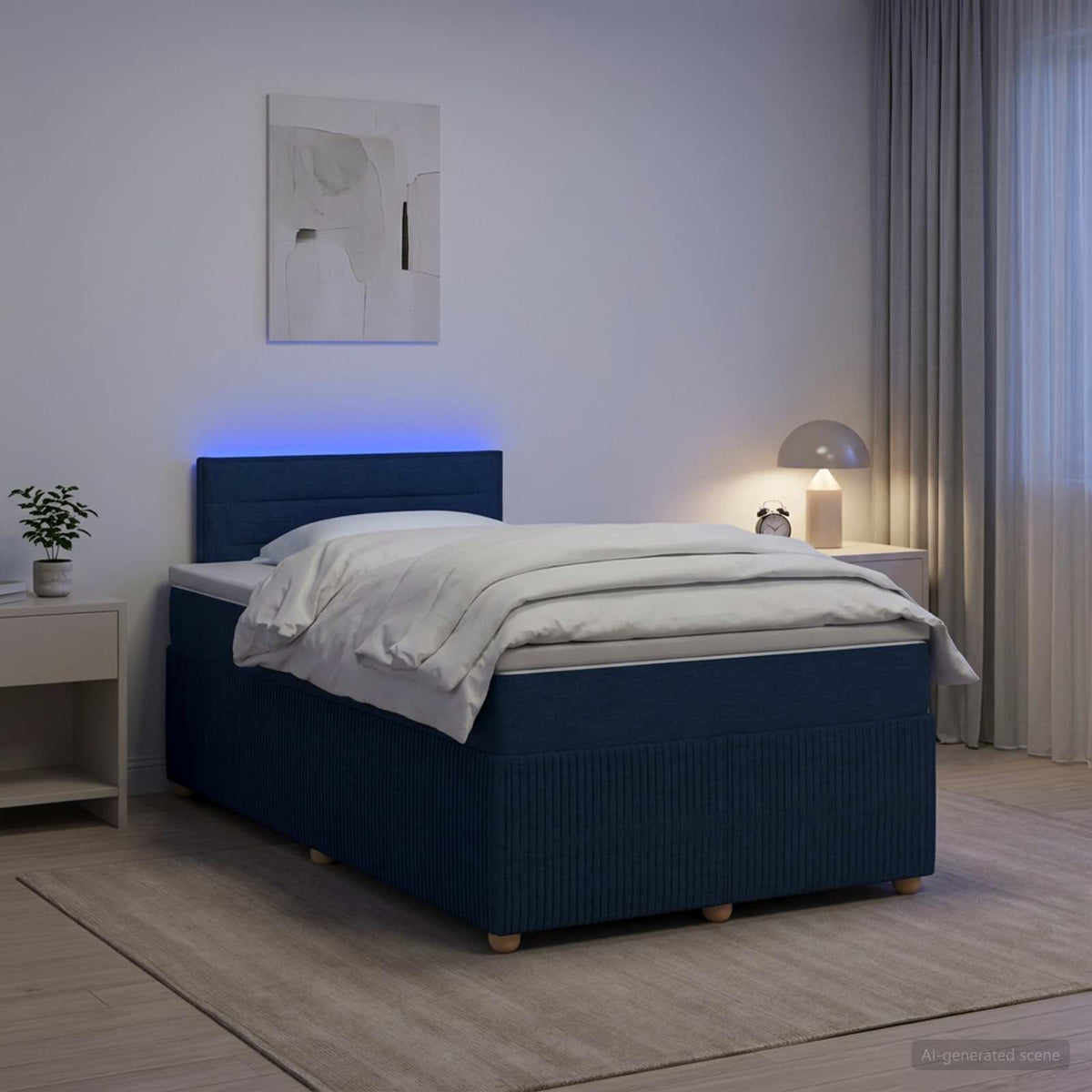 Lit boxspring avec matelas Bleu 120 x 190 cm Tissu