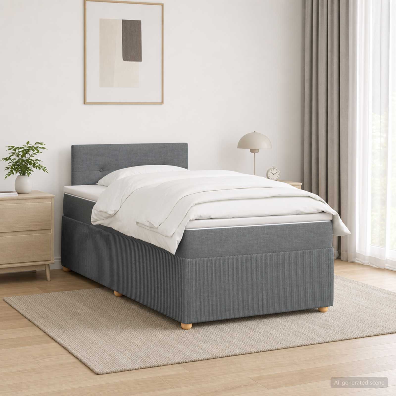 Lit boxspring avec matelas Gris foncé 120 x 190 cm Tissu