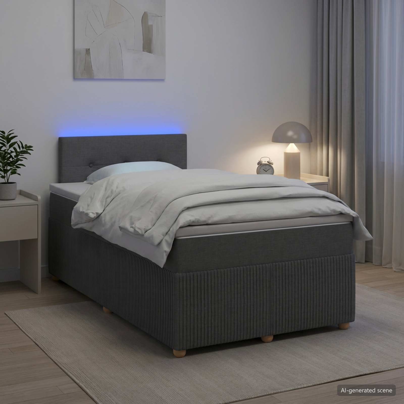 Lit boxspring avec matelas Gris foncé 120 x 190 cm Tissu