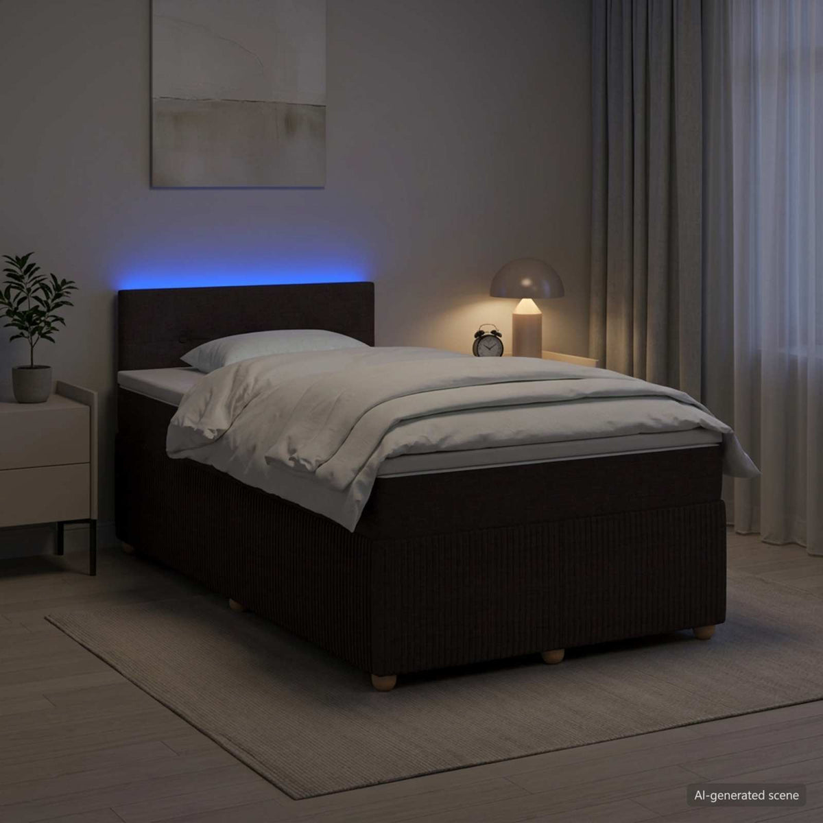 Lit boxspring avec matelas Marron foncé 120 x 190 cm Tissu