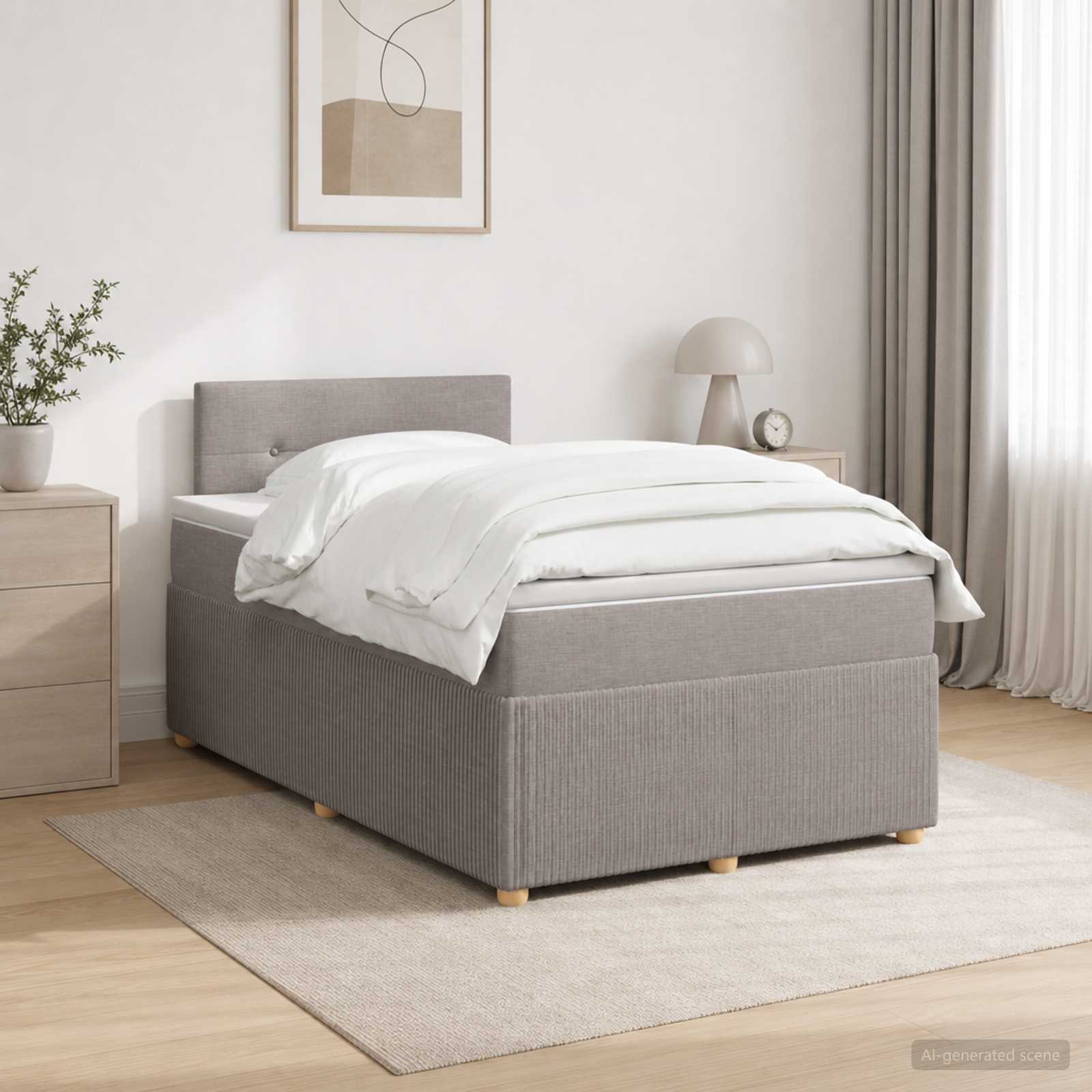Lit boxspring avec matelas Taupe 120 x 190 cm Tissu