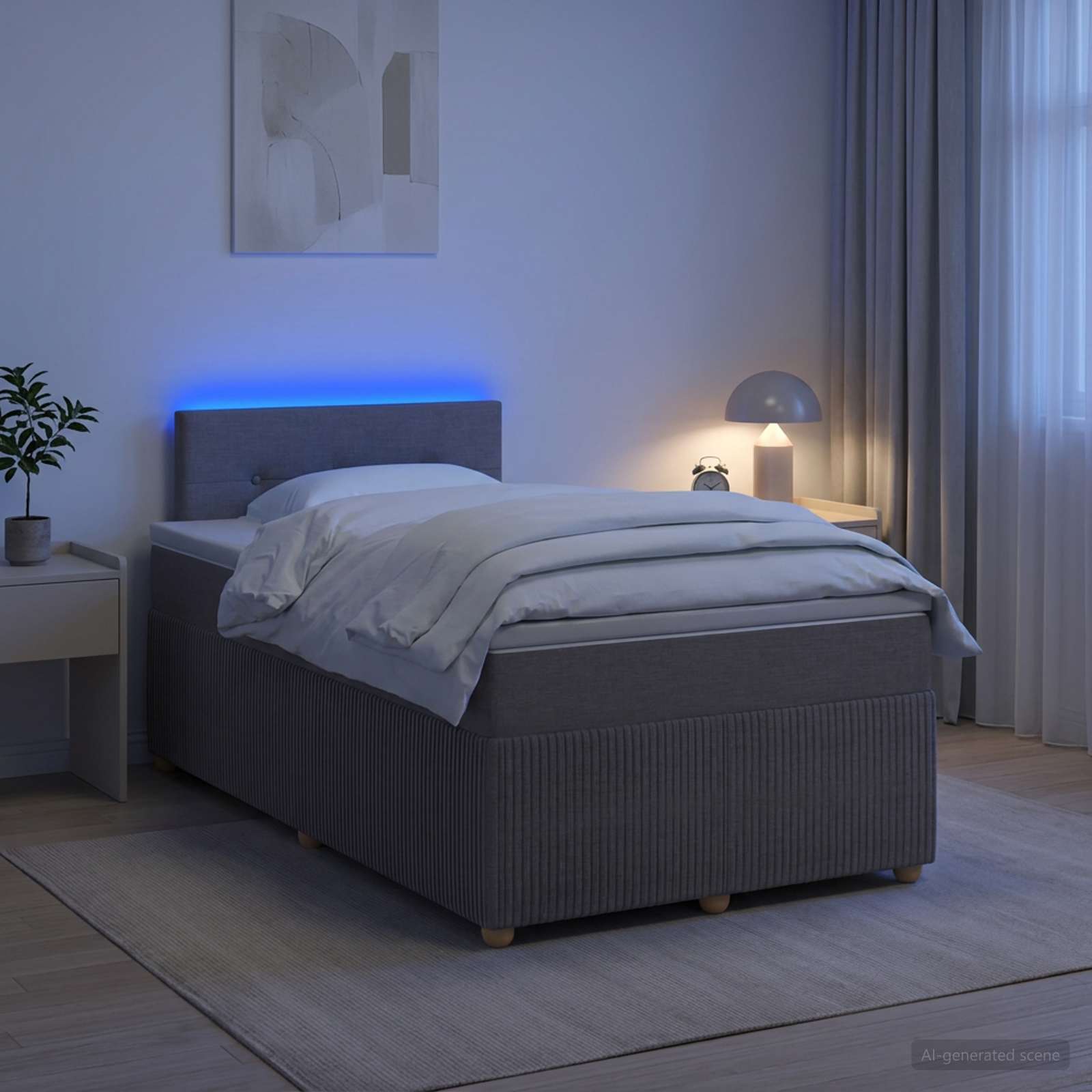 Lit boxspring avec matelas Taupe 120 x 200 cm Tissu