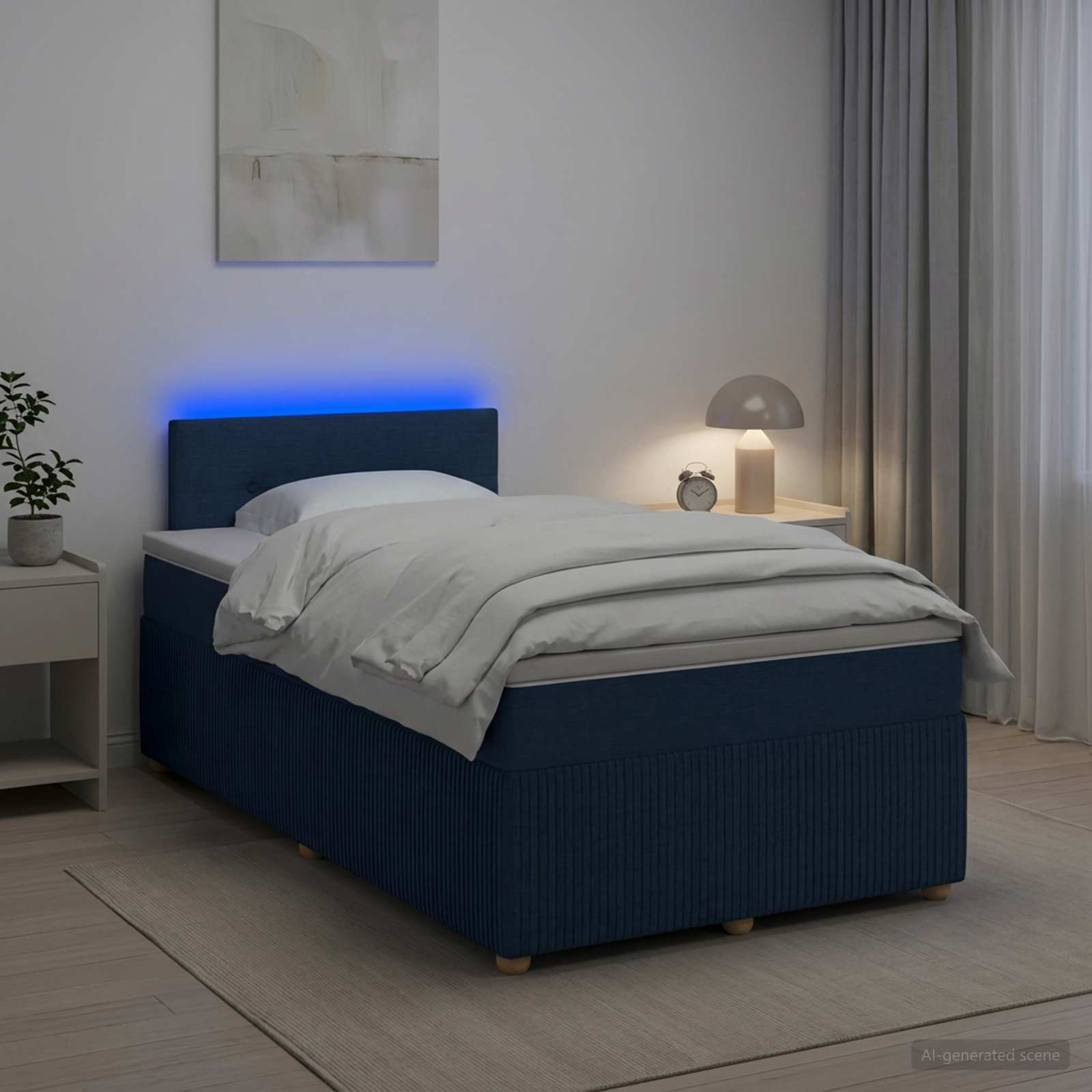 Lit boxspring avec matelas Bleu 120 x 190 cm Tissu
