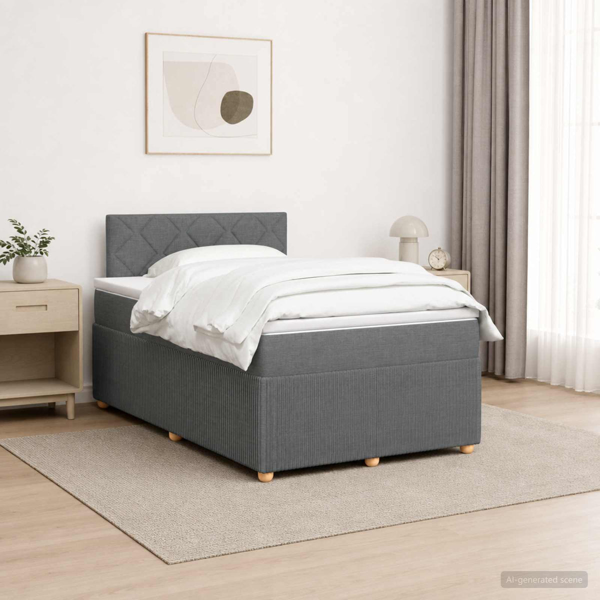 Lit boxspring avec matelas Gris foncé 120 x 200 cm Tissu