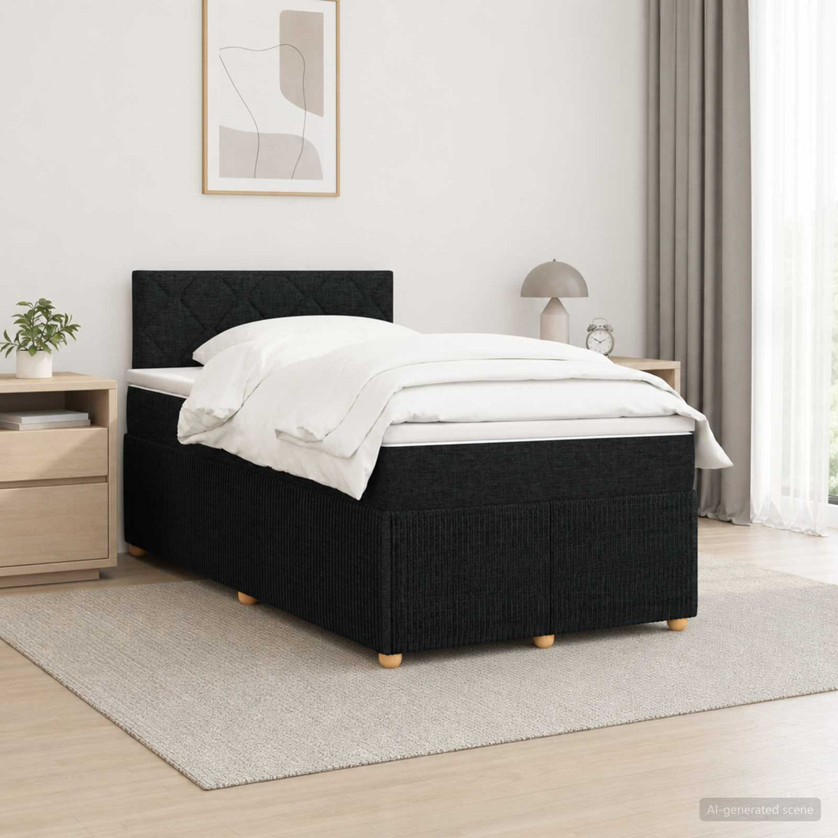 Lit boxspring avec matelas Noir 120 x 200 cm Tissu