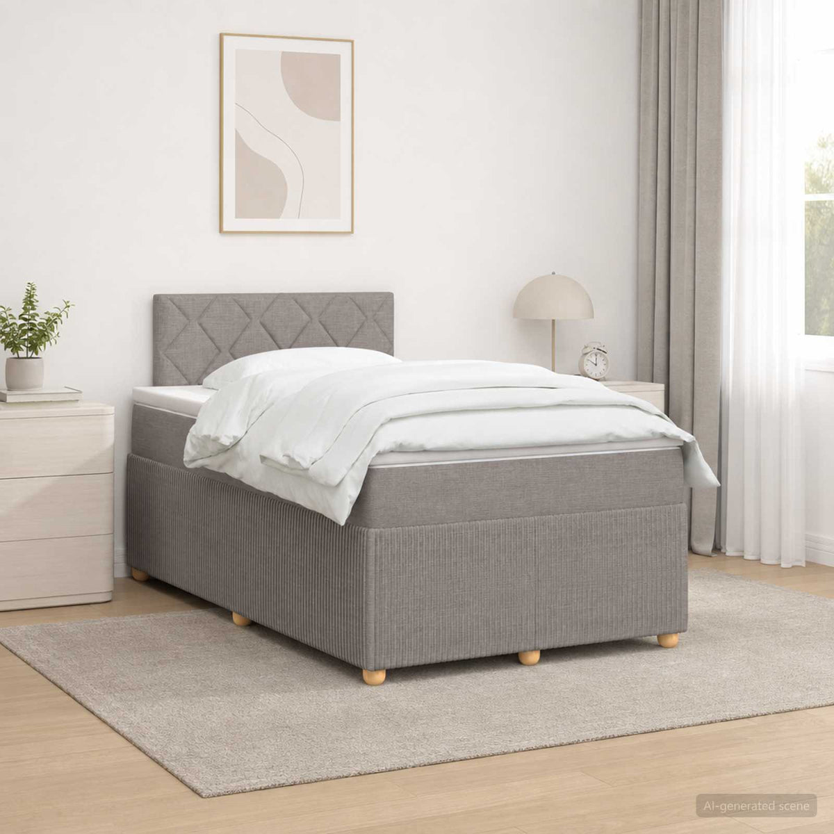 Lit boxspring avec matelas Taupe 120 x 200 cm Tissu
