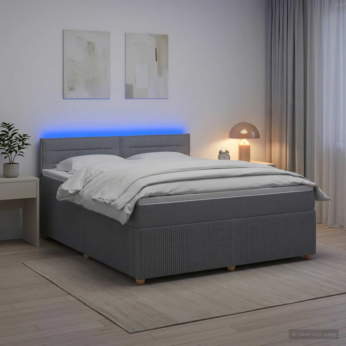Lit boxspring avec matelas Gris clair 140 x 190 cm Tissu