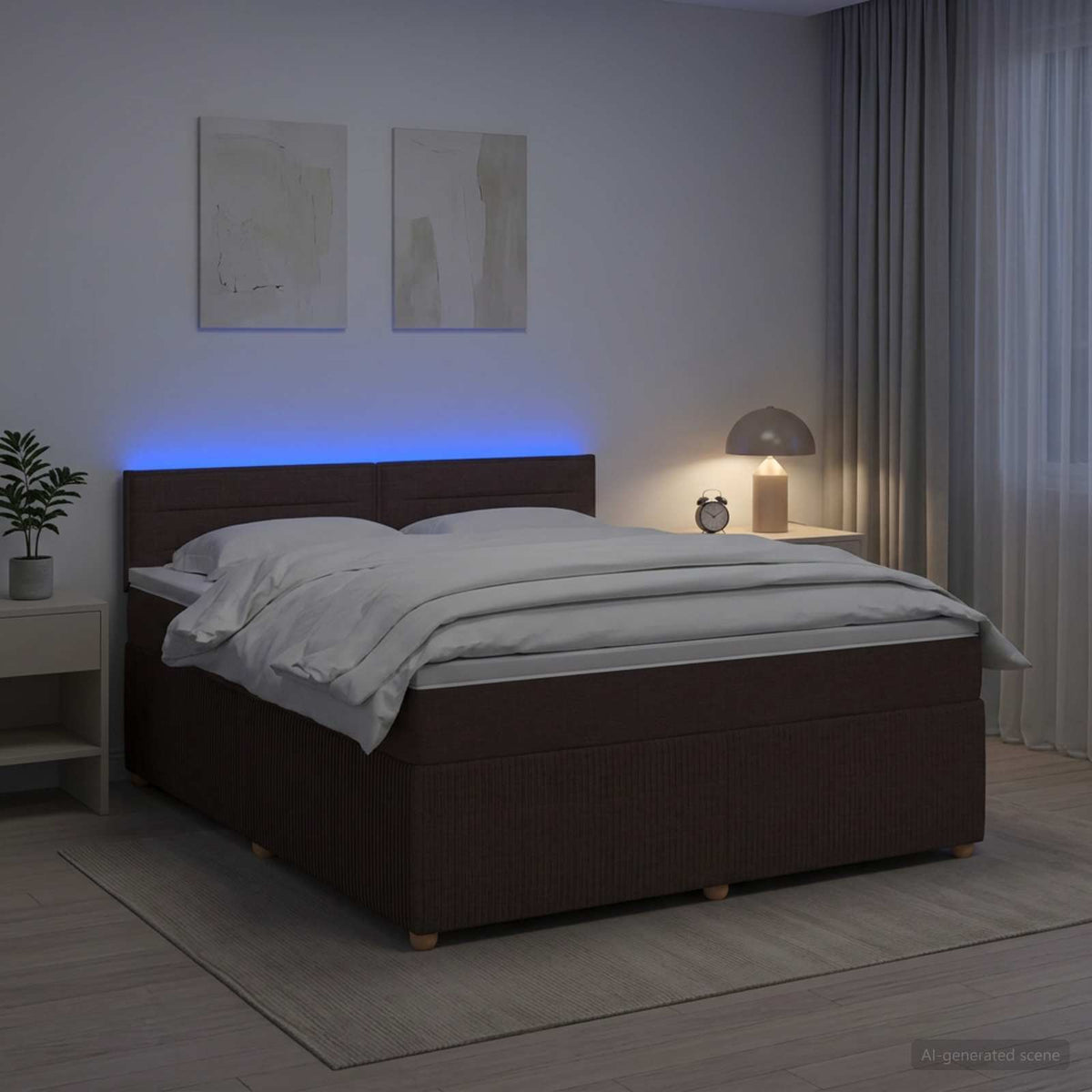 Lit boxspring avec matelas Marron foncé 140 x 190 cm Tissu