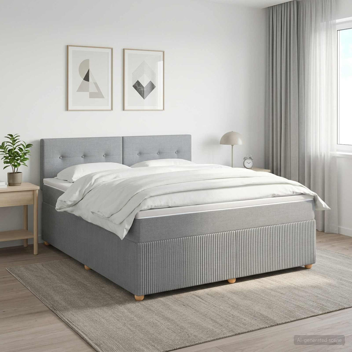 Lit boxspring avec matelas Gris clair 140 x 200 cm Tissu