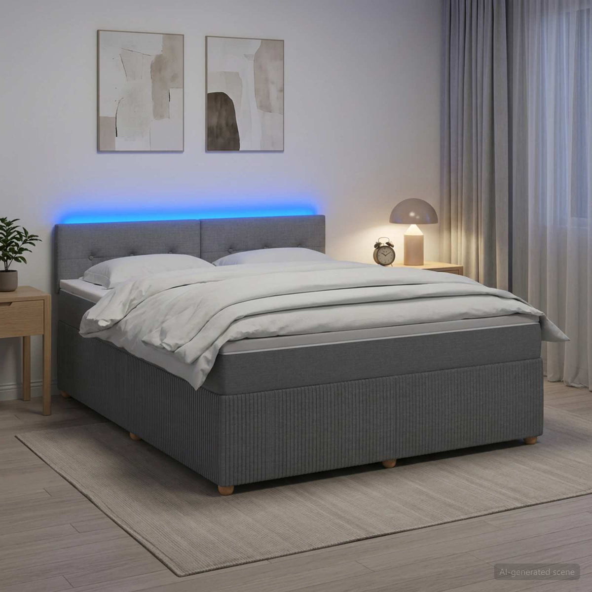 Lit boxspring avec matelas Gris clair 160 x 200 cm Tissu