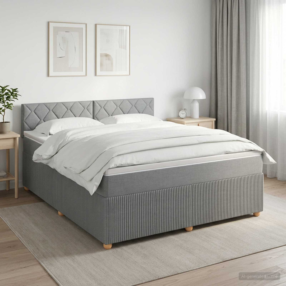 Lit boxspring avec matelas Gris clair 140 x 200 cm Tissu