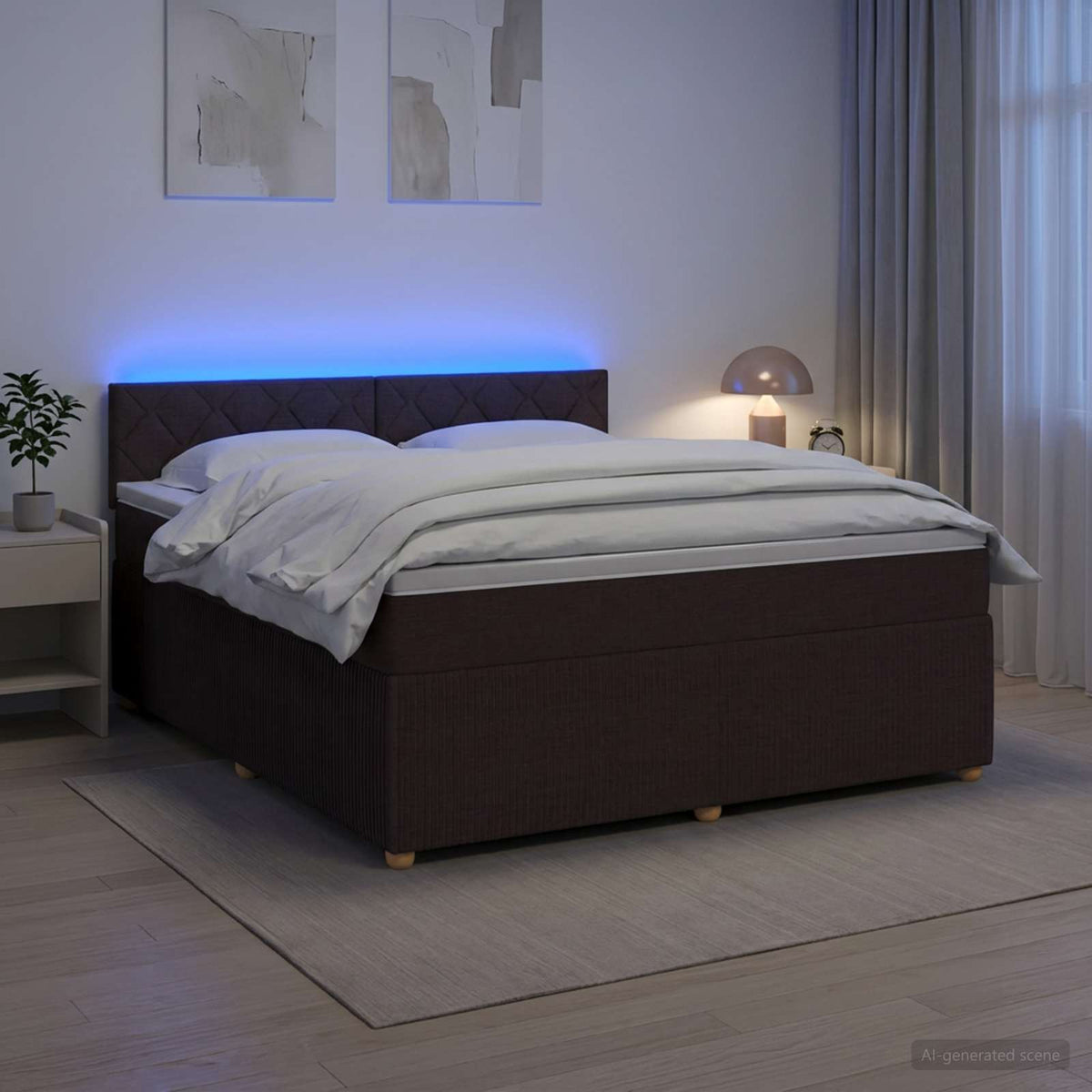 Lit boxspring avec matelas Marron foncé 140 x 190 cm Tissu