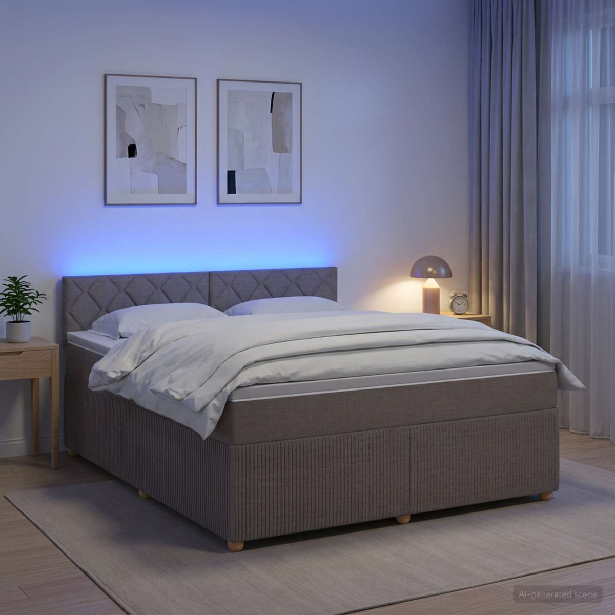Lit boxspring avec matelas Taupe 140 x 200 cm Tissu