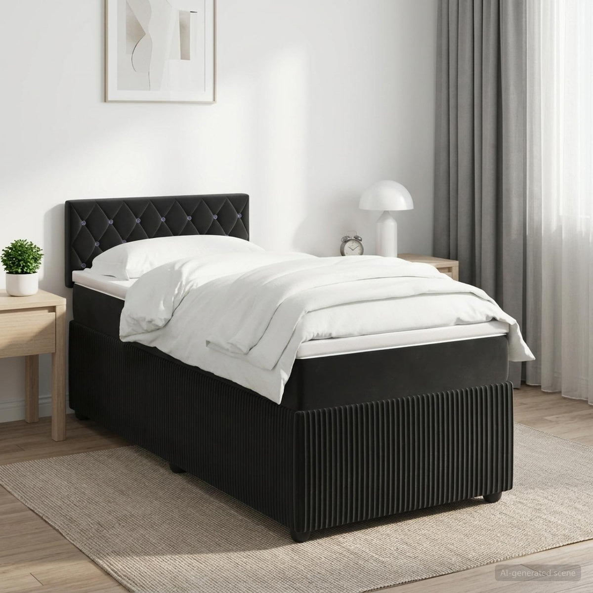 Lit boxspring avec matelas Noir 80 x 200 cm Velours