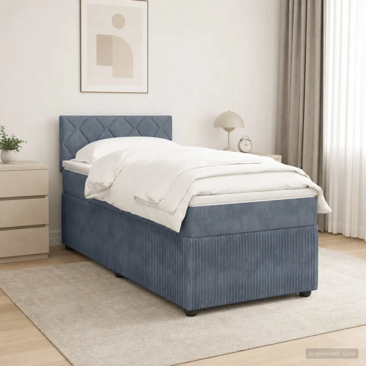 Lit de box spring avec matelas et LED Gris foncé 90 x 190 cm - XIOS