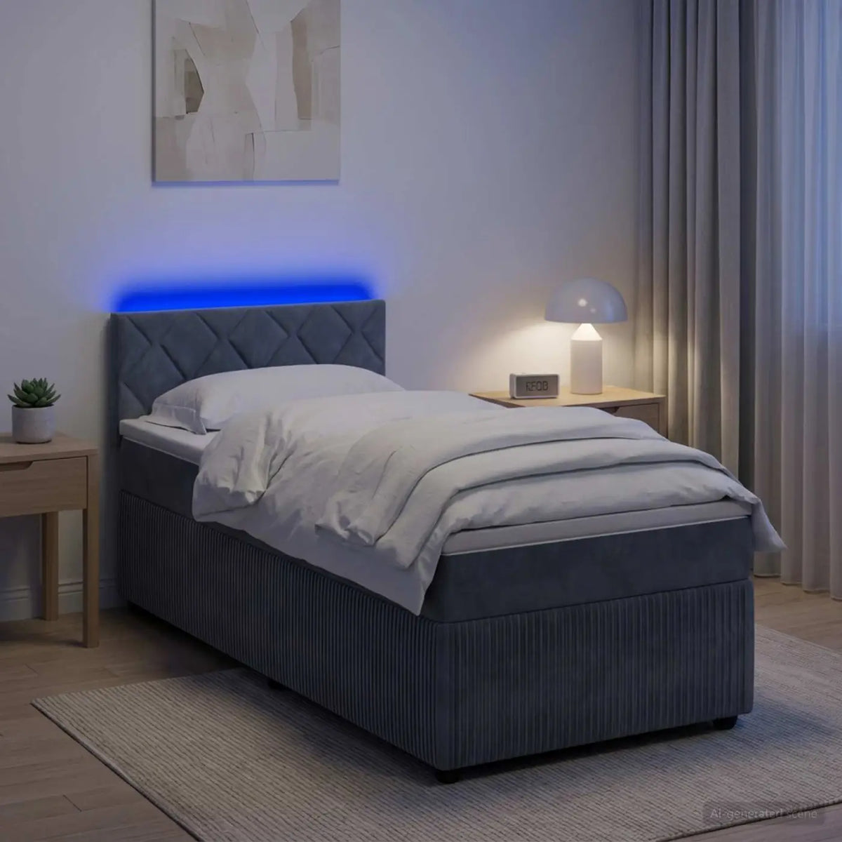 Lit de box spring avec matelas et LED Gris foncé 90 x 190 cm - XIOS