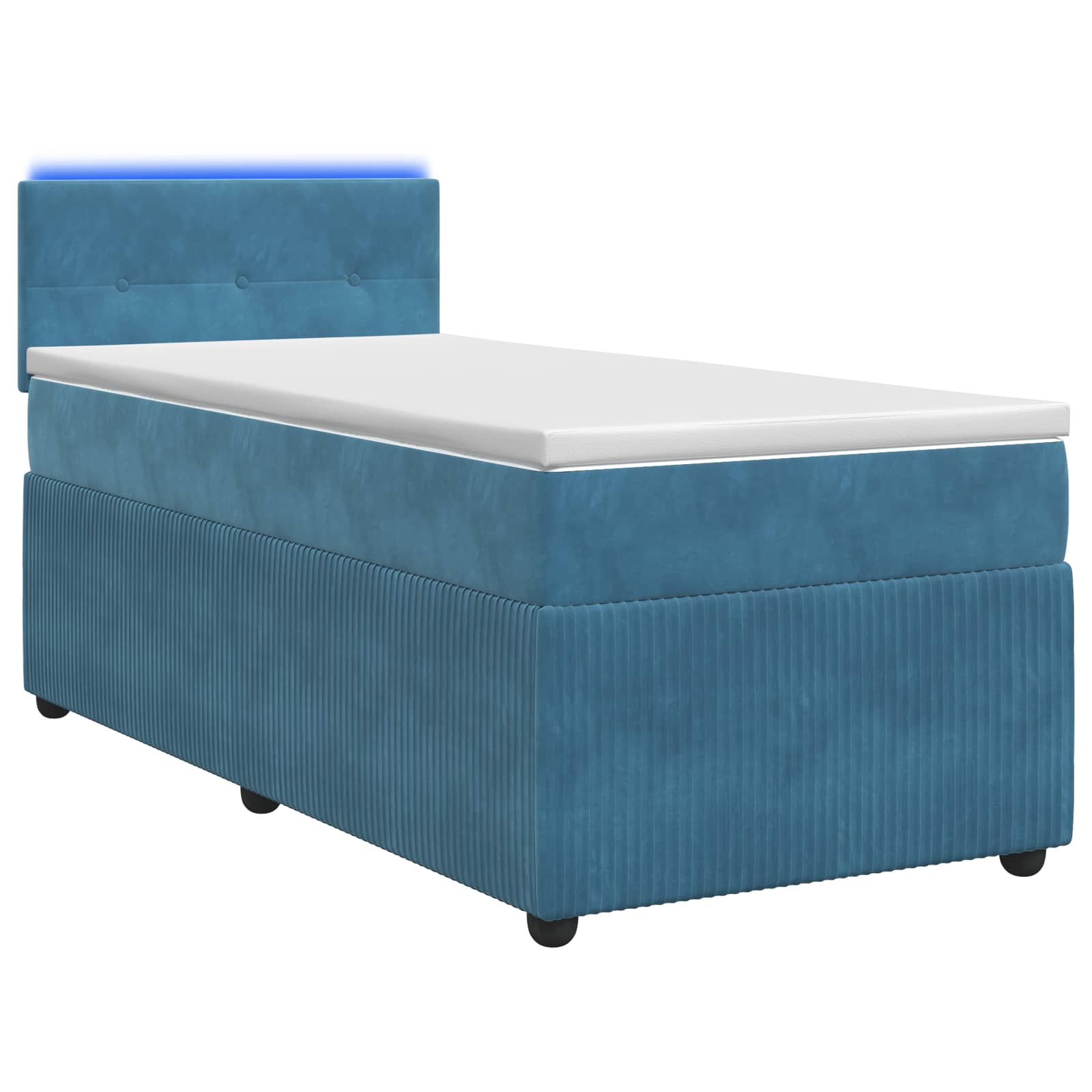 Lit boxspring avec matelas Bleu 90 x 190 cm Velours