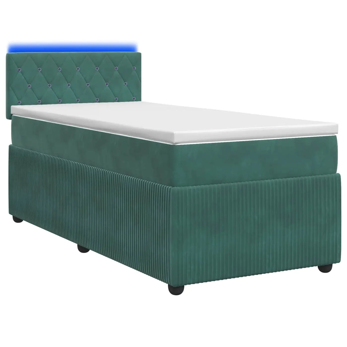 Lit boxspring avec matelas Vert foncé 90 x 200 cm Velours - XIOS