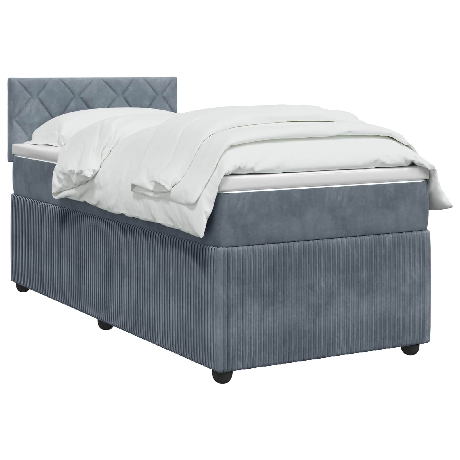 Lit boxspring avec matelas Gris foncé 90 x 200 cm Velours - XIOS
