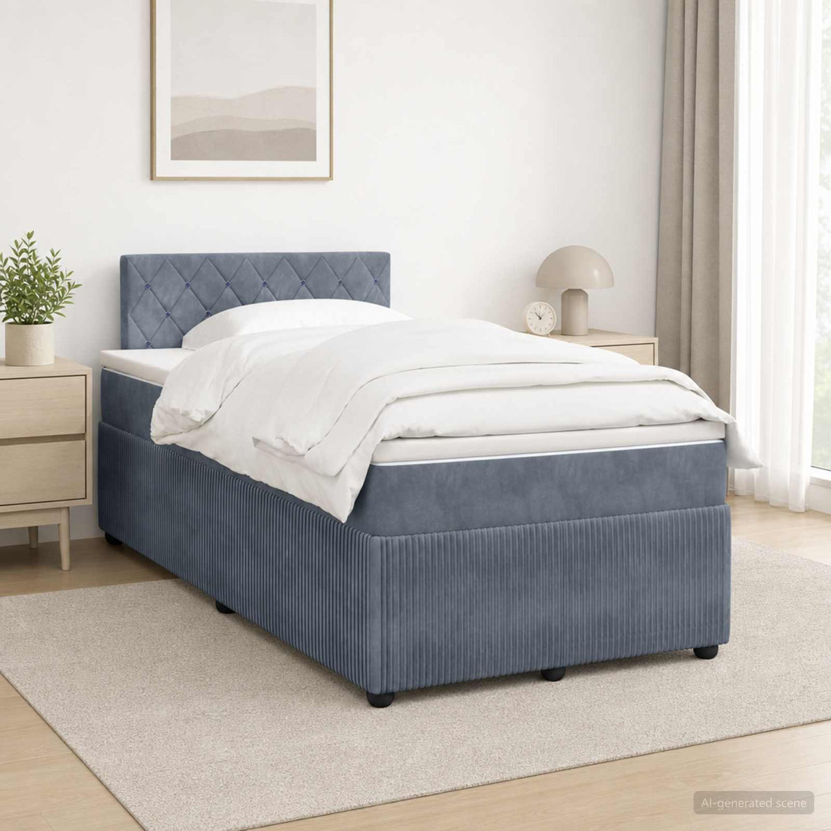 Lit boxspring avec matelas Gris foncé 120 x 200 cm Velours