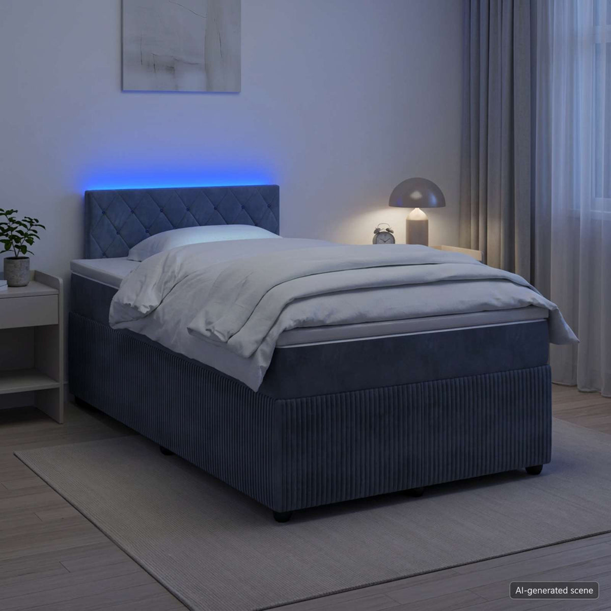 Lit boxspring avec matelas Gris foncé 120 x 200 cm Velours