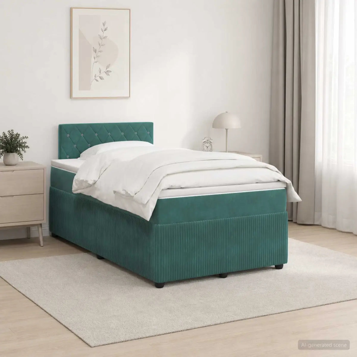 Lit boxspring avec matelas Vert foncé 120 x 190 cm Velours - XIOS