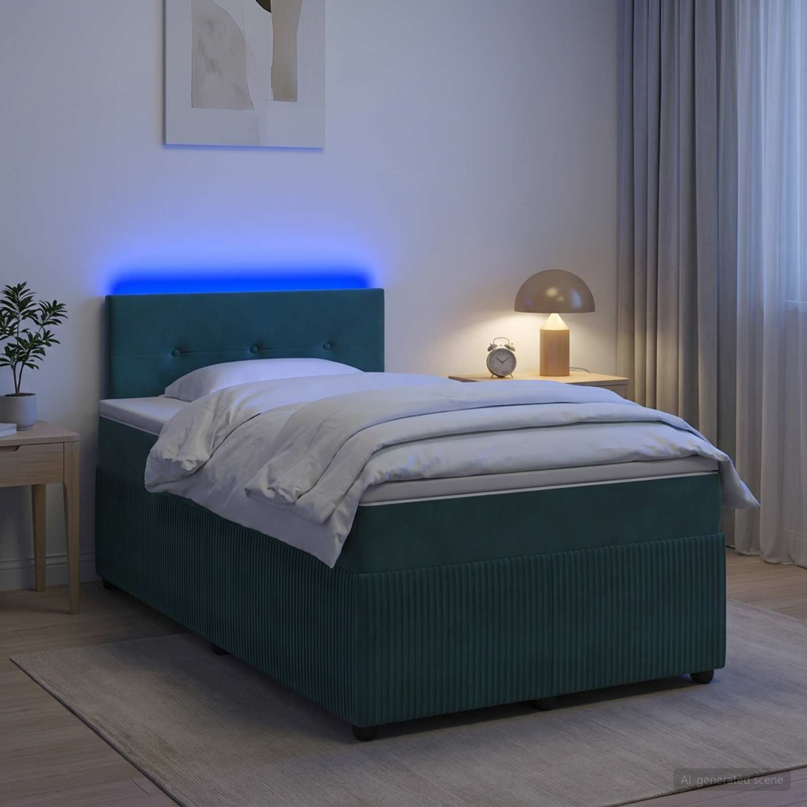 Lit boxspring avec matelas Vert foncé 120 x 200 cm Velours