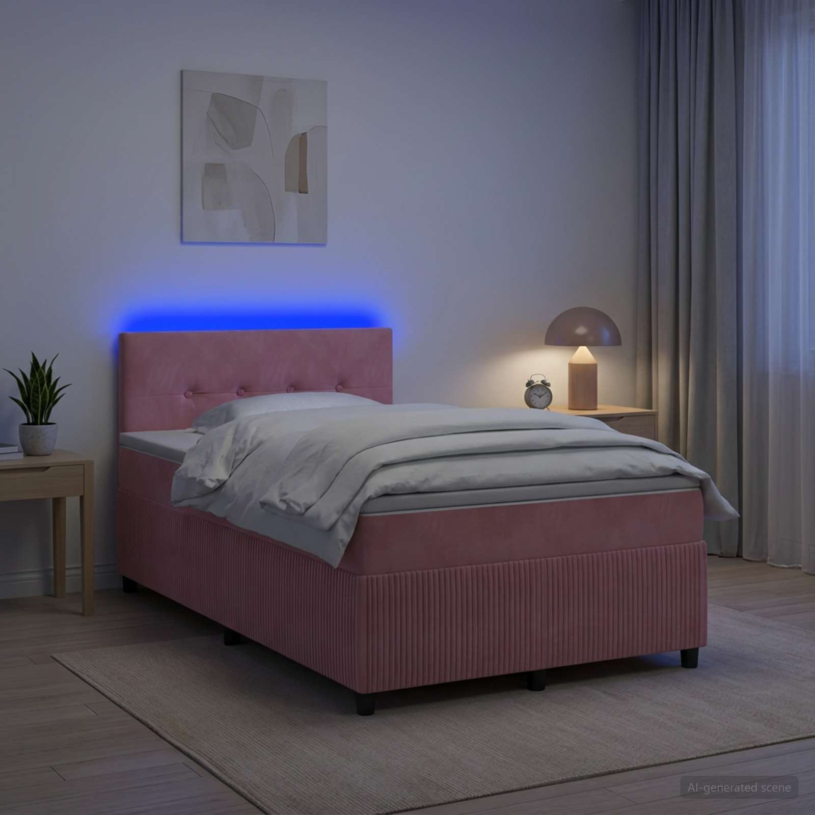 Lit boxspring avec matelas Rose 120 x 190 cm Velours