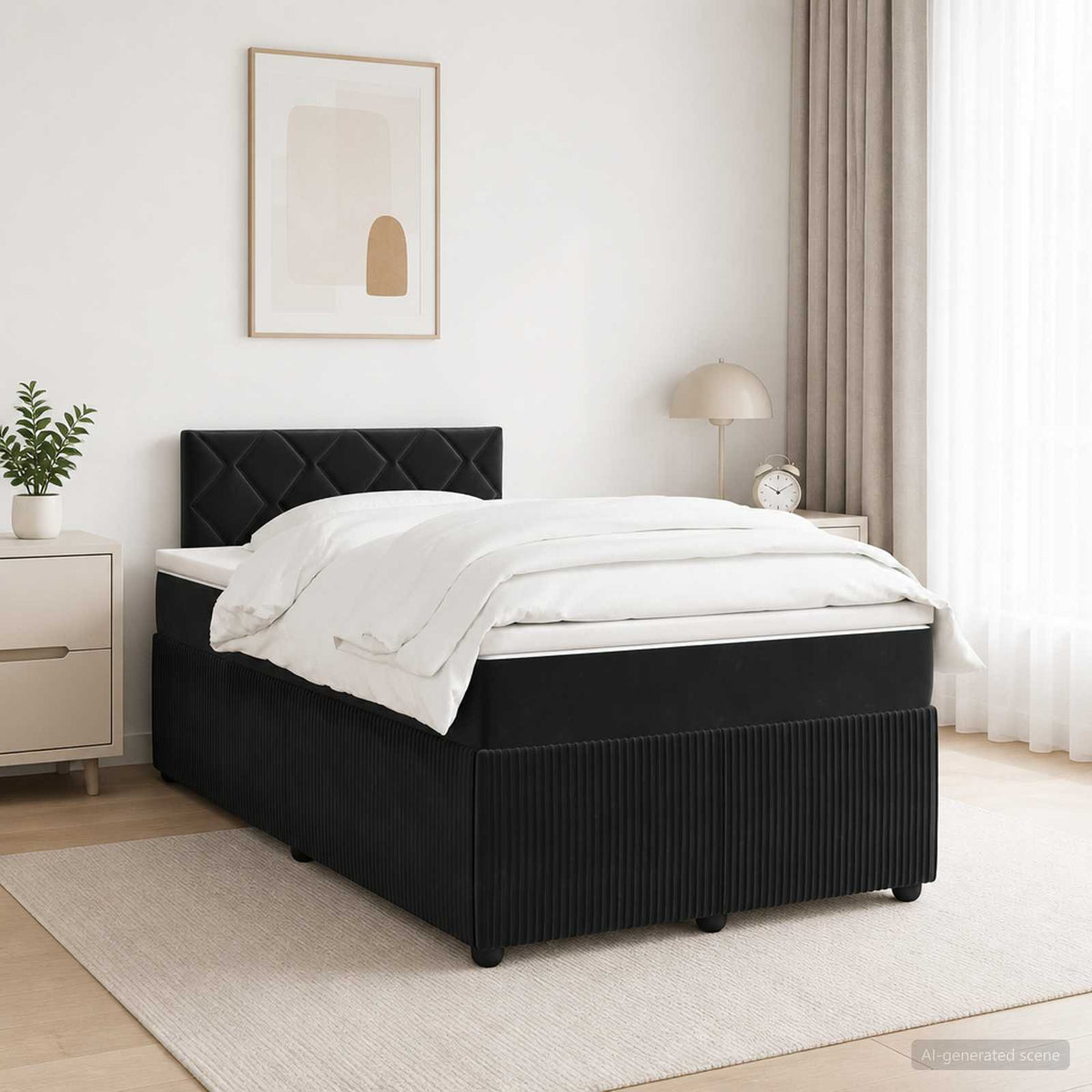 Lit boxspring avec matelas Noir 120 x 190 cm Velours
