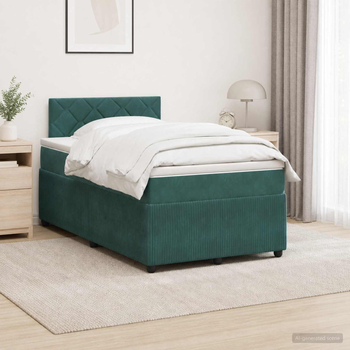 Lit boxspring avec matelas Vert foncé 120 x 190 cm Velours