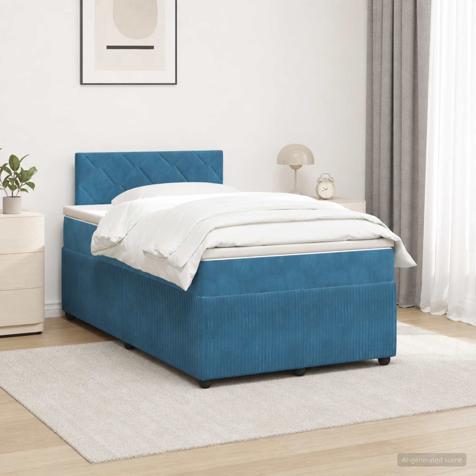 Lit boxspring avec matelas Bleu 120 x 190 cm Velours